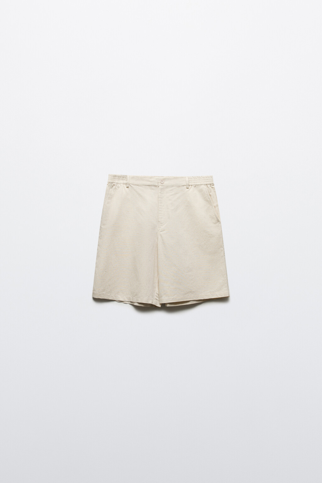 Шорты костюмные из льняной ткани - цвет молочный - 8