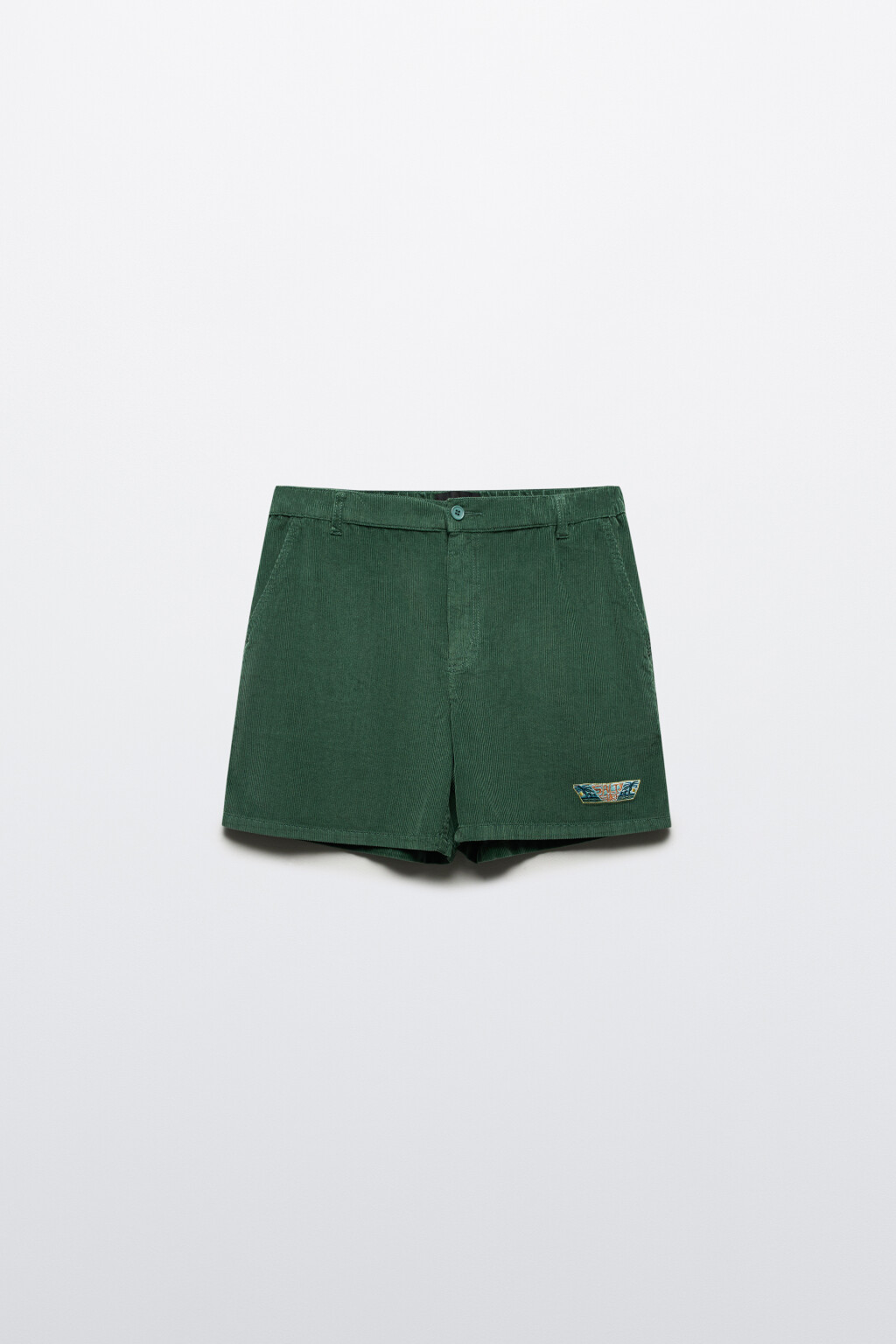 Шорты вельветовые с вышивкой - цвет зеленый - 8