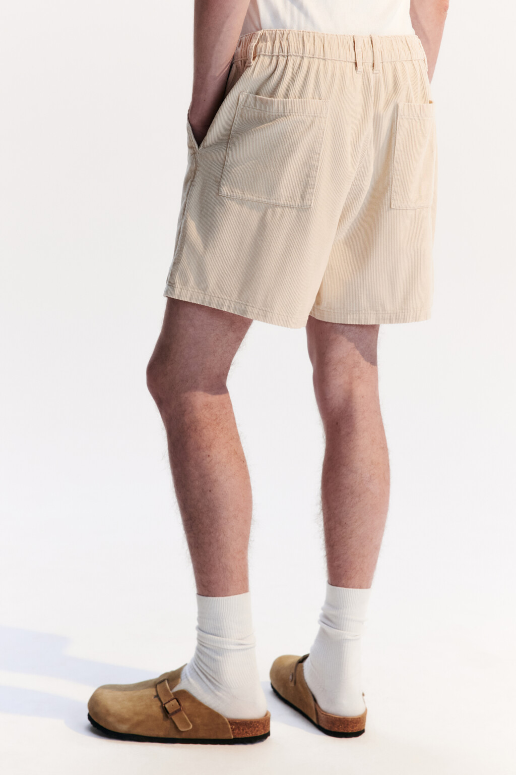 Шорты вельветовые с вышивкой - цвет бежевый - 3