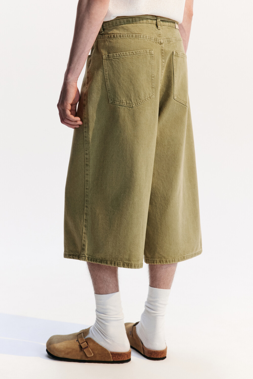 Джортсы из цветного денима со шнурком в поясе - цвет зеленый - 3