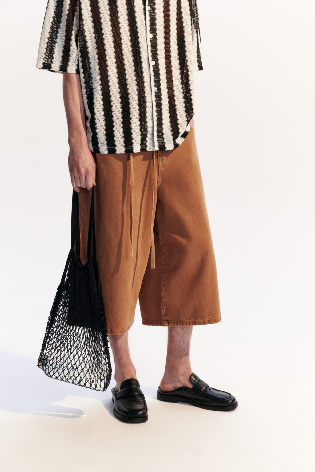 Джортсы из цветного денима со шнурком в поясе - цвет оранжевый - 1