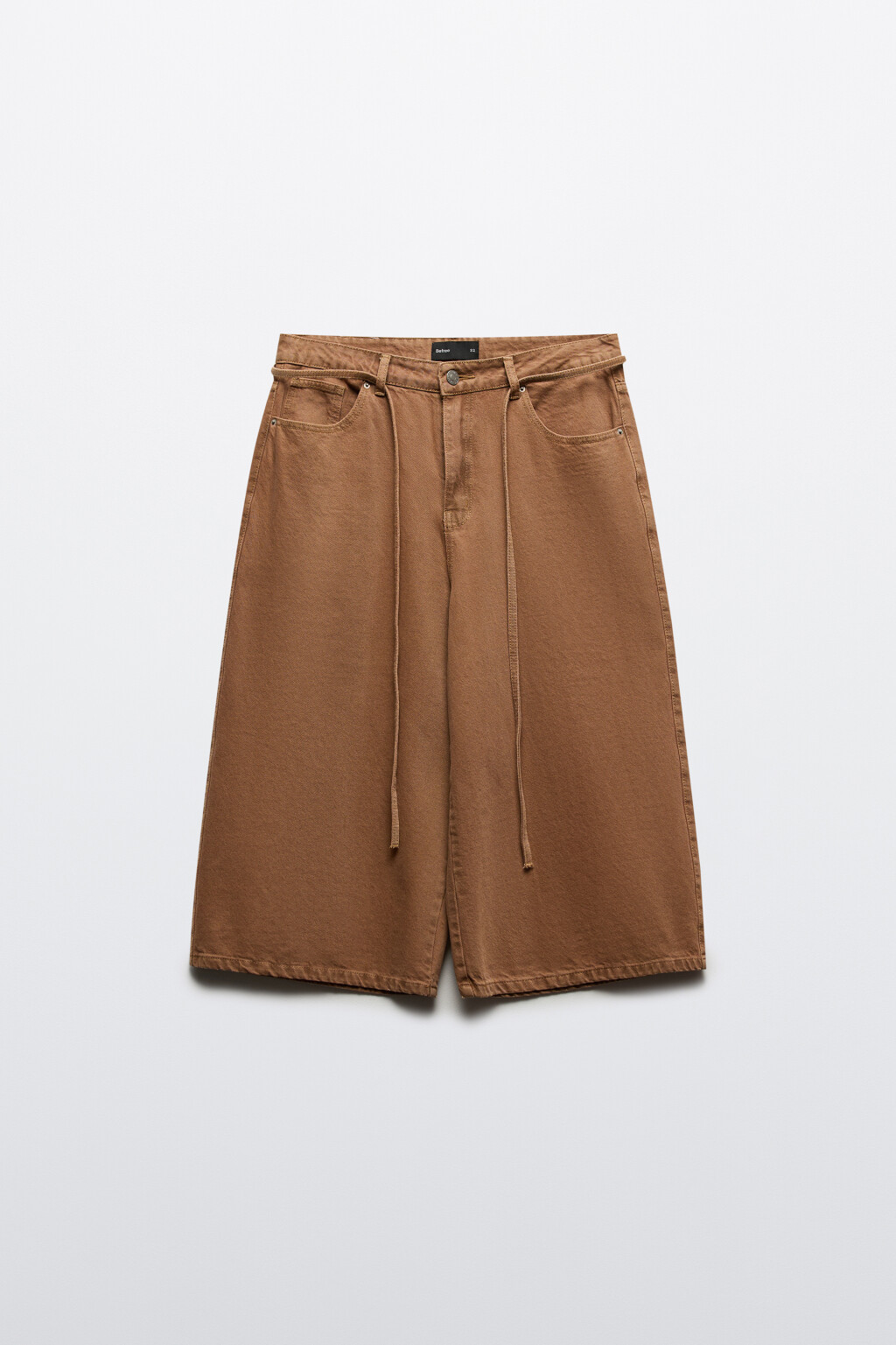 Джортсы из цветного денима со шнурком в поясе - цвет оранжевый - 7