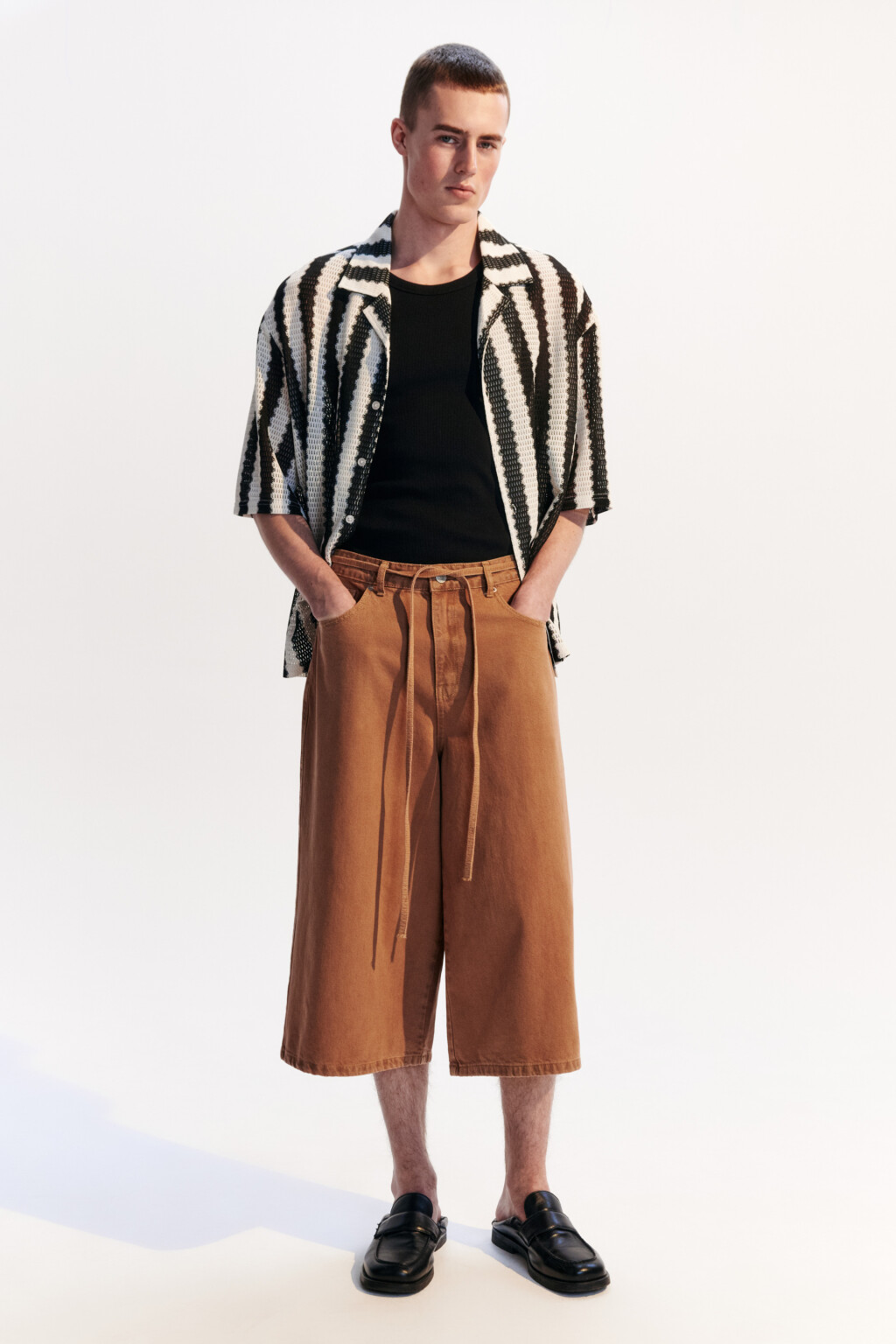 Джортсы из цветного денима со шнурком в поясе - цвет оранжевый - 2