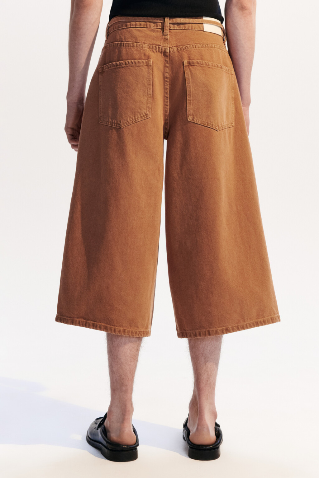 Джортсы из цветного денима со шнурком в поясе - цвет оранжевый - 4