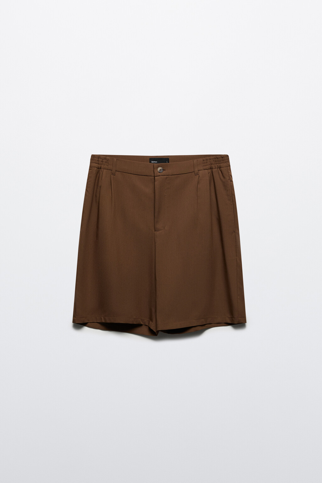 Шорты-бермуды костюмные со складками на поясе - цвет коричневый - 7