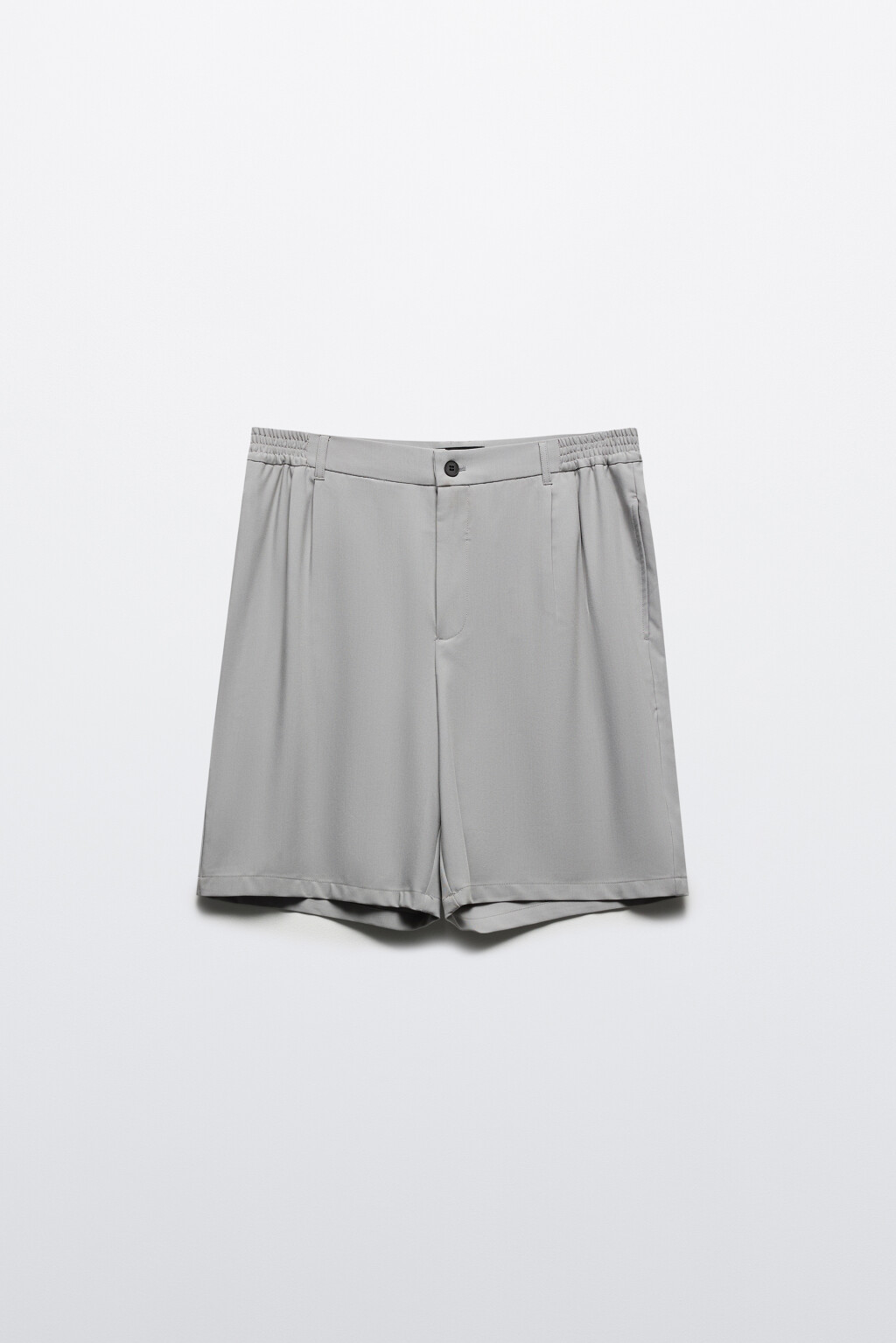 Шорты-бермуды костюмные со складками на поясе - цвет серый - 7