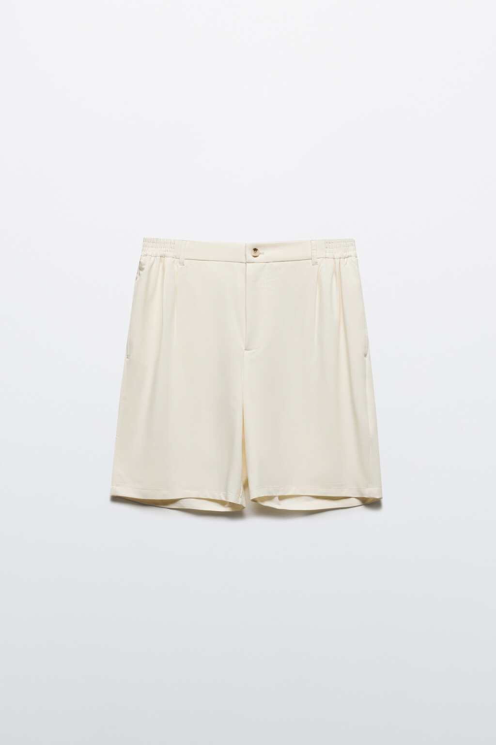 Шорты-бермуды костюмные со складками на поясе - цвет бежевый - 7