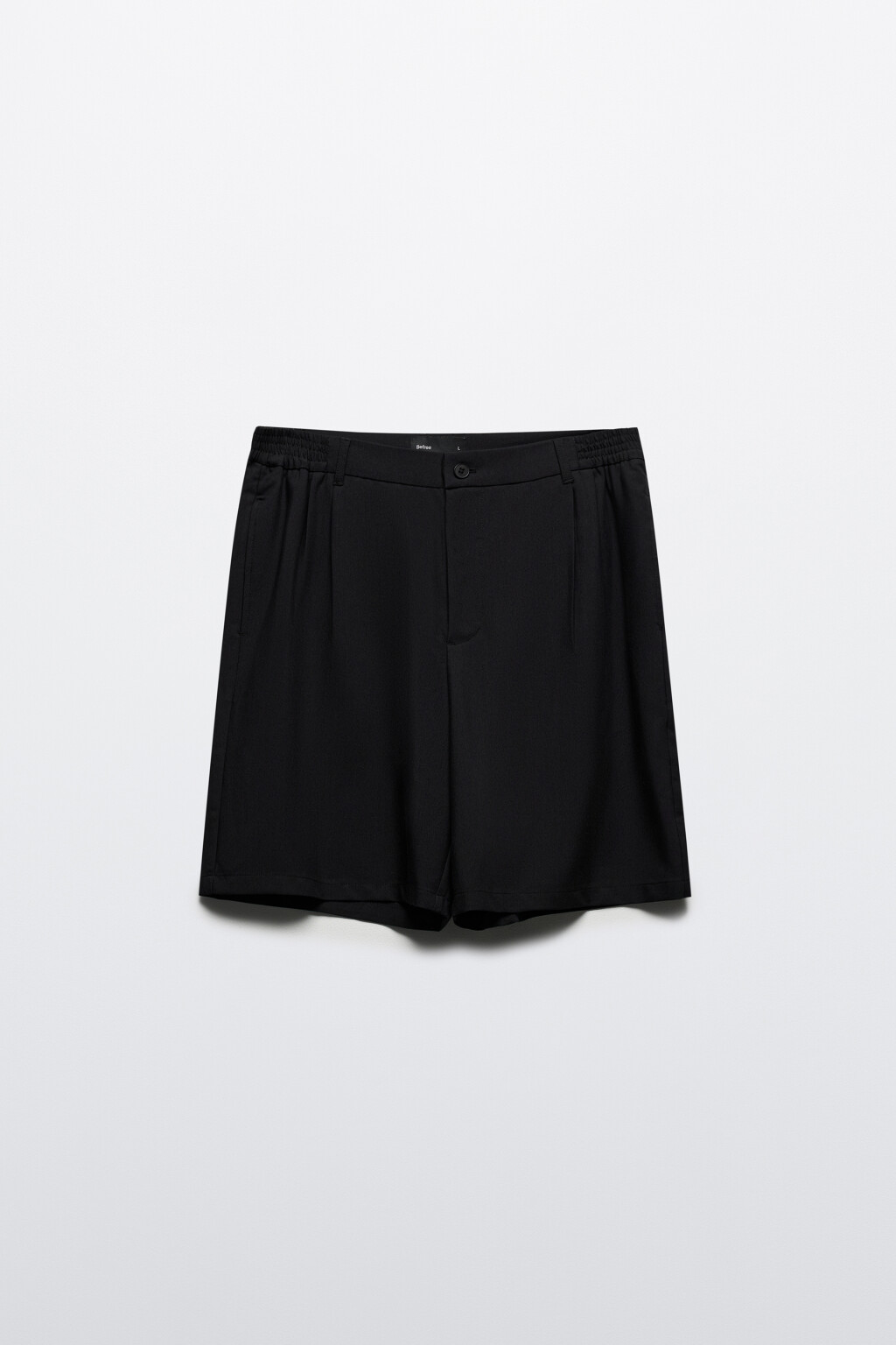 Шорты-бермуды костюмные со складками на поясе - цвет черный - 7