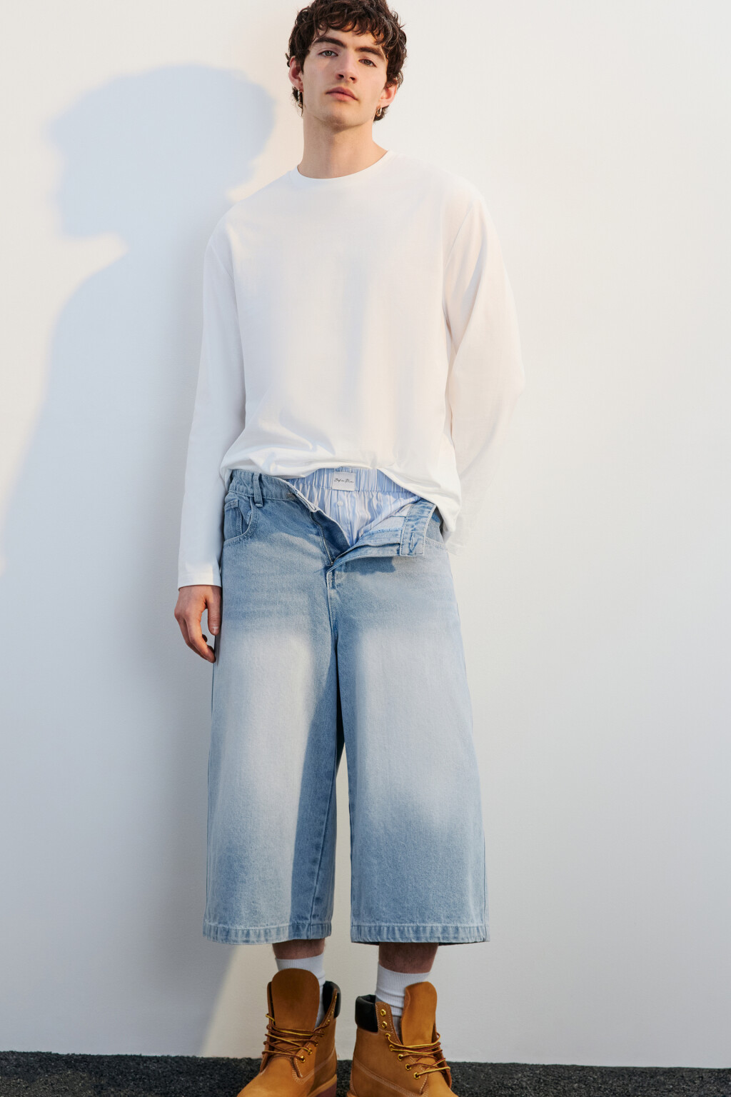 Шорты в полоску в пижамном стиле - цвет синий - 2