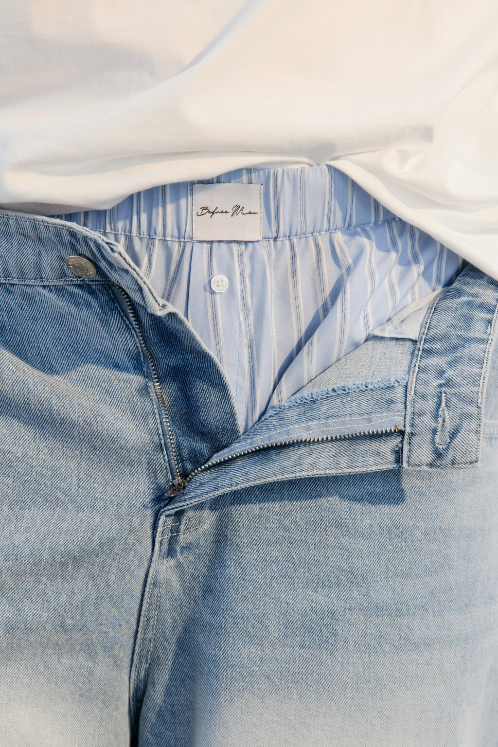 Шорты в полоску в пижамном стиле - цвет синий - 3