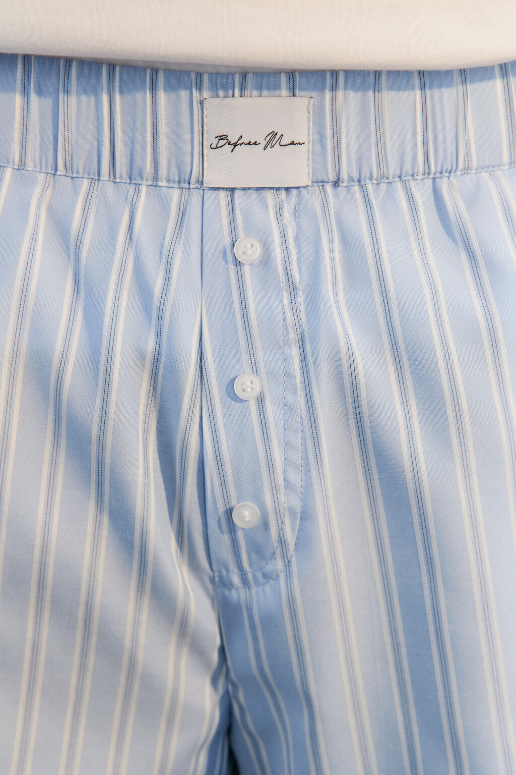 Шорты в полоску в пижамном стиле - цвет синий - 7