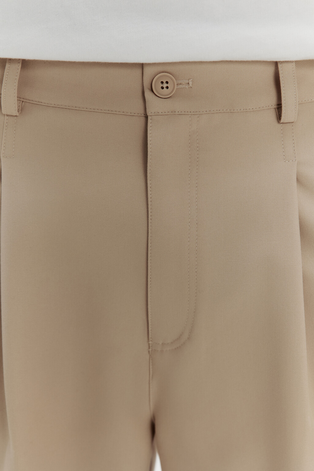 Шорты костюмные со складками на поясе - цвет коричневый - 6