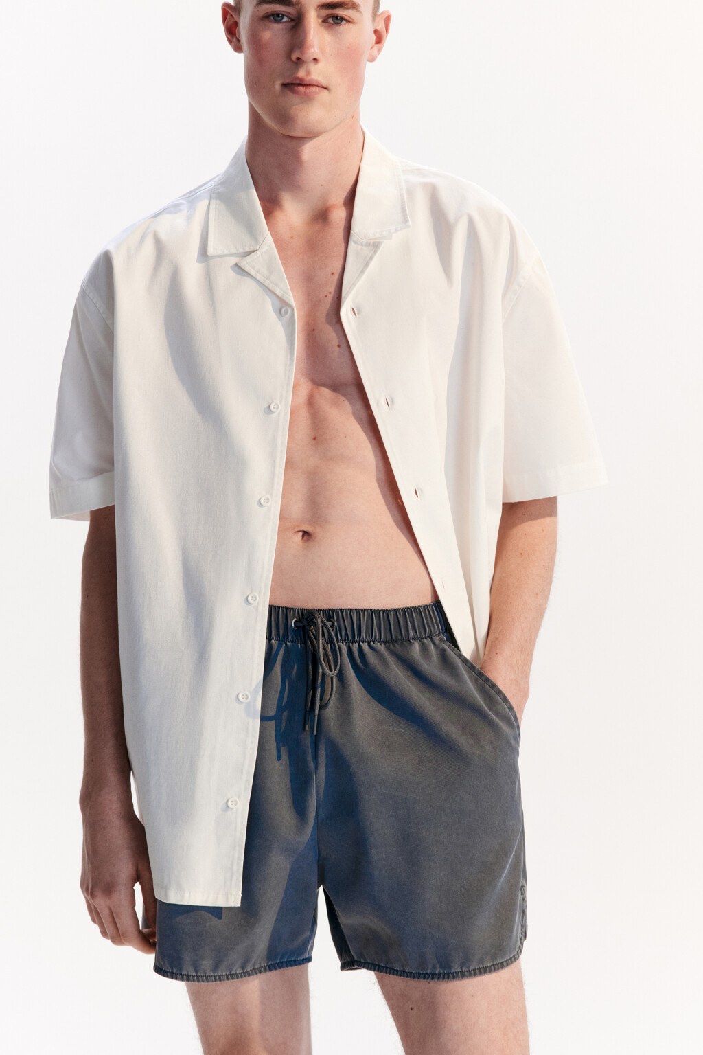 Шорты купальные на завязках - цвет серый - 1