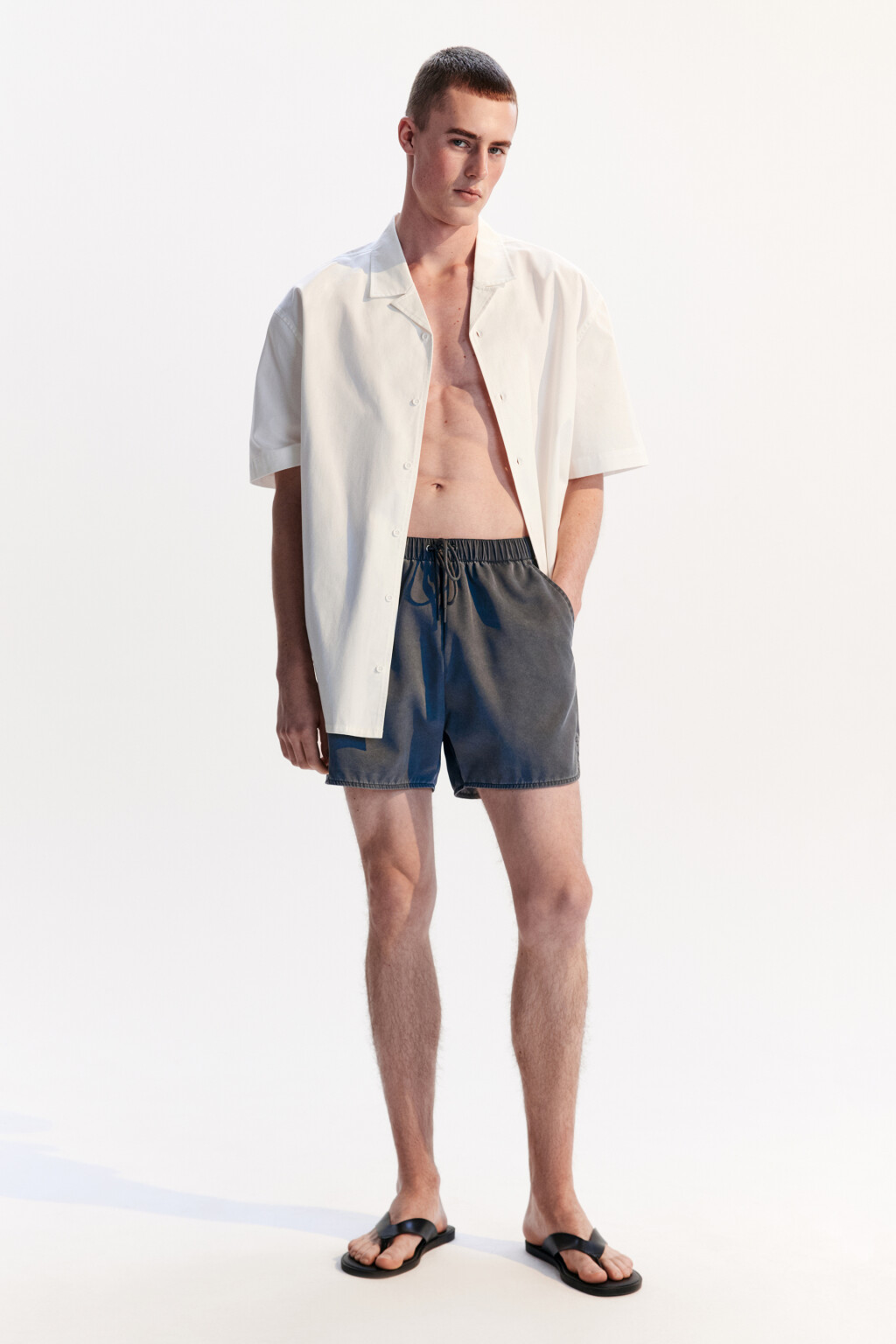 Шорты купальные на завязках - цвет серый - 4