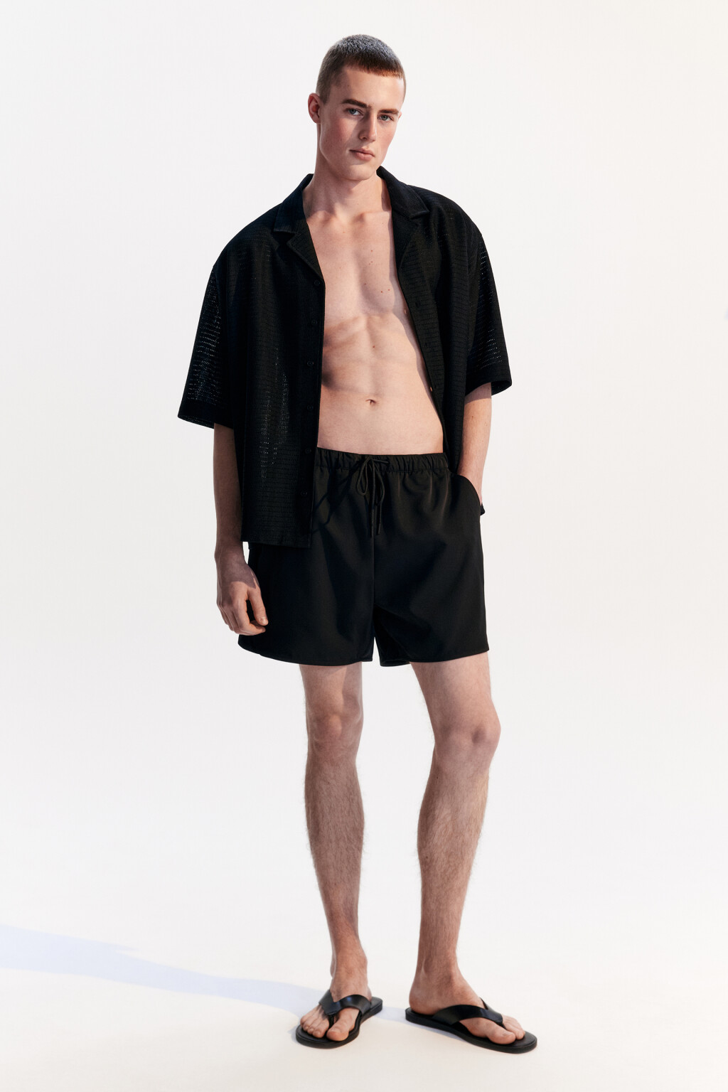 Шорты купальные на завязках - цвет черный - 4