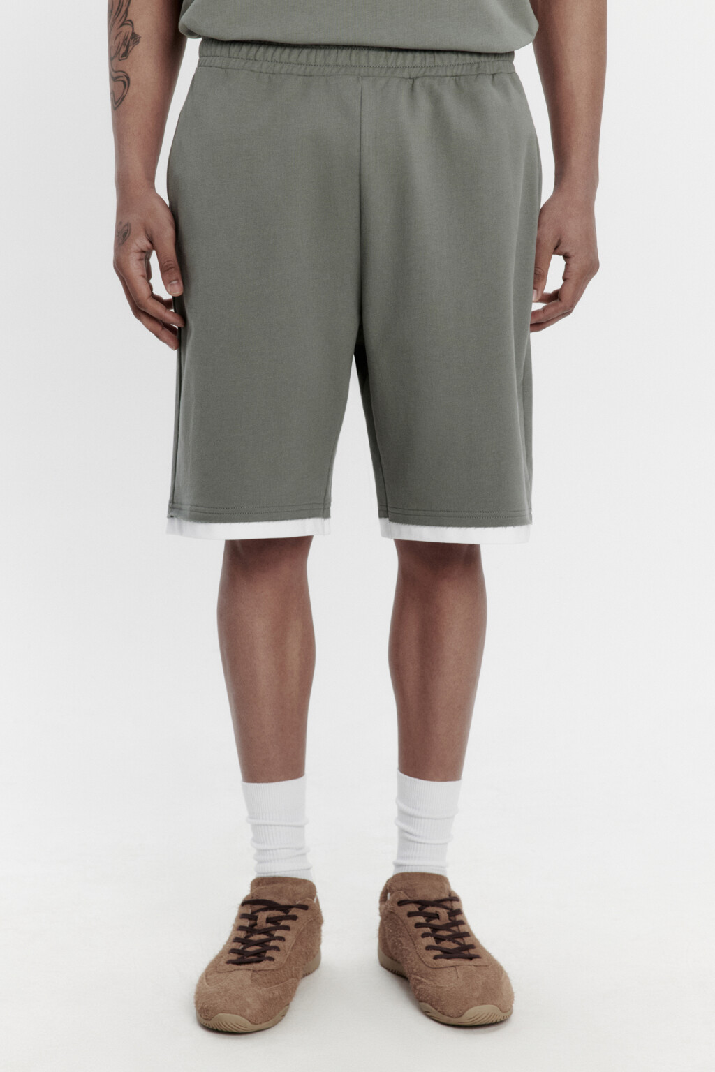 Шорты с имитацией второго слоя - цвет зеленый - 2