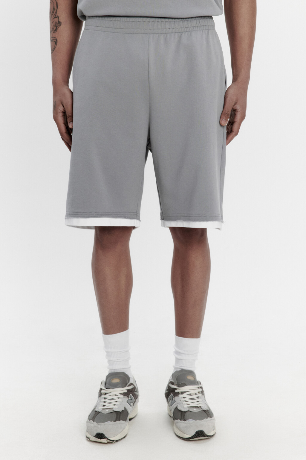 Шорты с имитацией второго слоя - цвет серый - 2