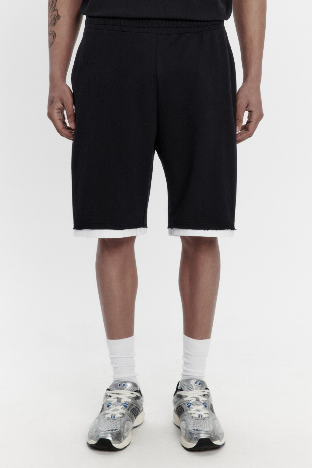 Шорты с имитацией второго слоя - цвет черный - 2