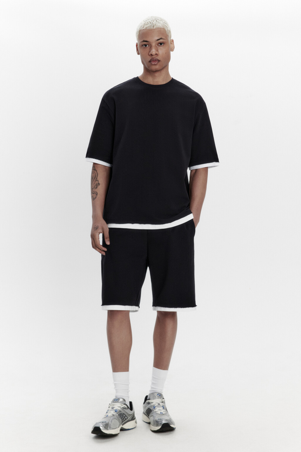 Шорты с имитацией второго слоя - цвет черный - 4