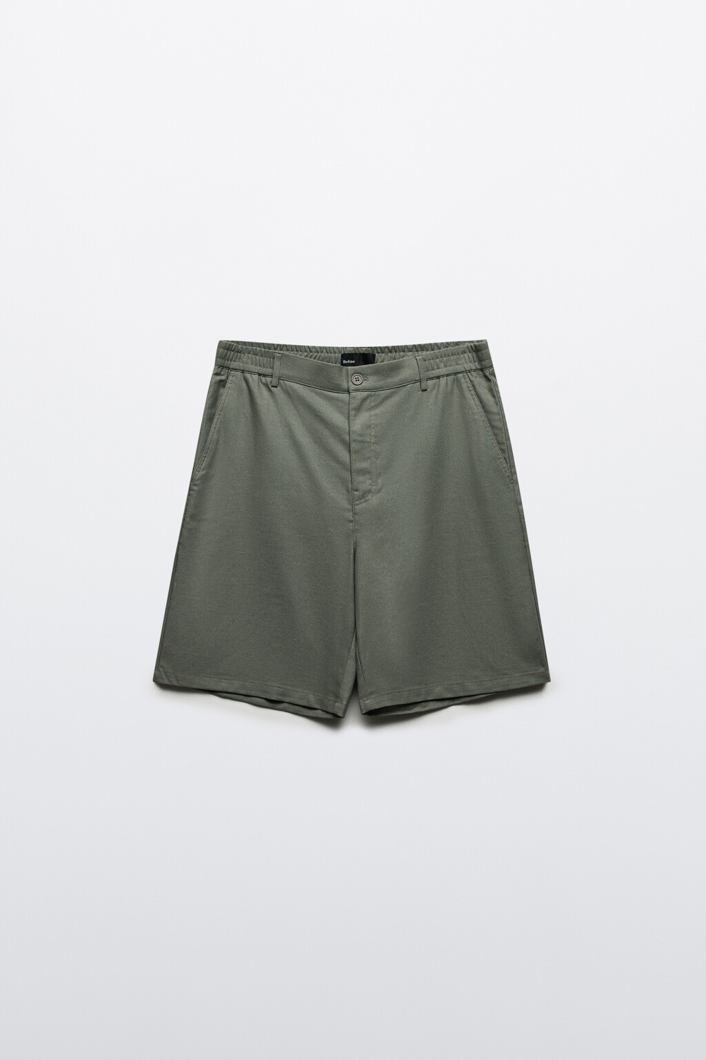 Шорты льняные с резинкой на поясе - цвет зеленый - 8