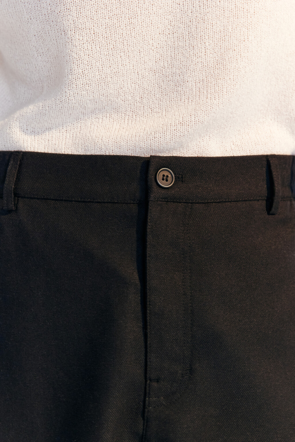 Шорты льняные с резинкой на поясе - цвет черный - 5