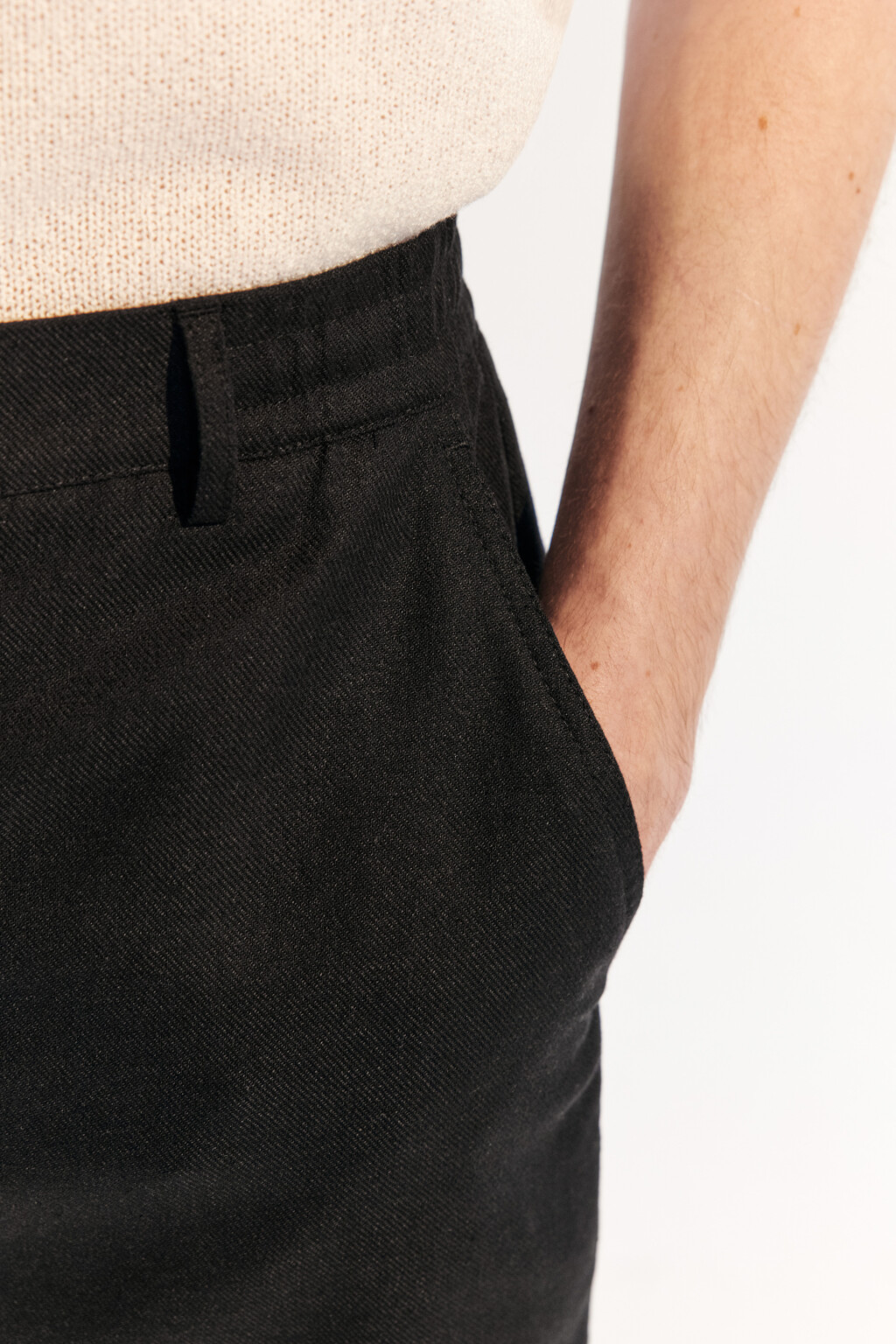 Шорты льняные с резинкой на поясе - цвет черный - 6