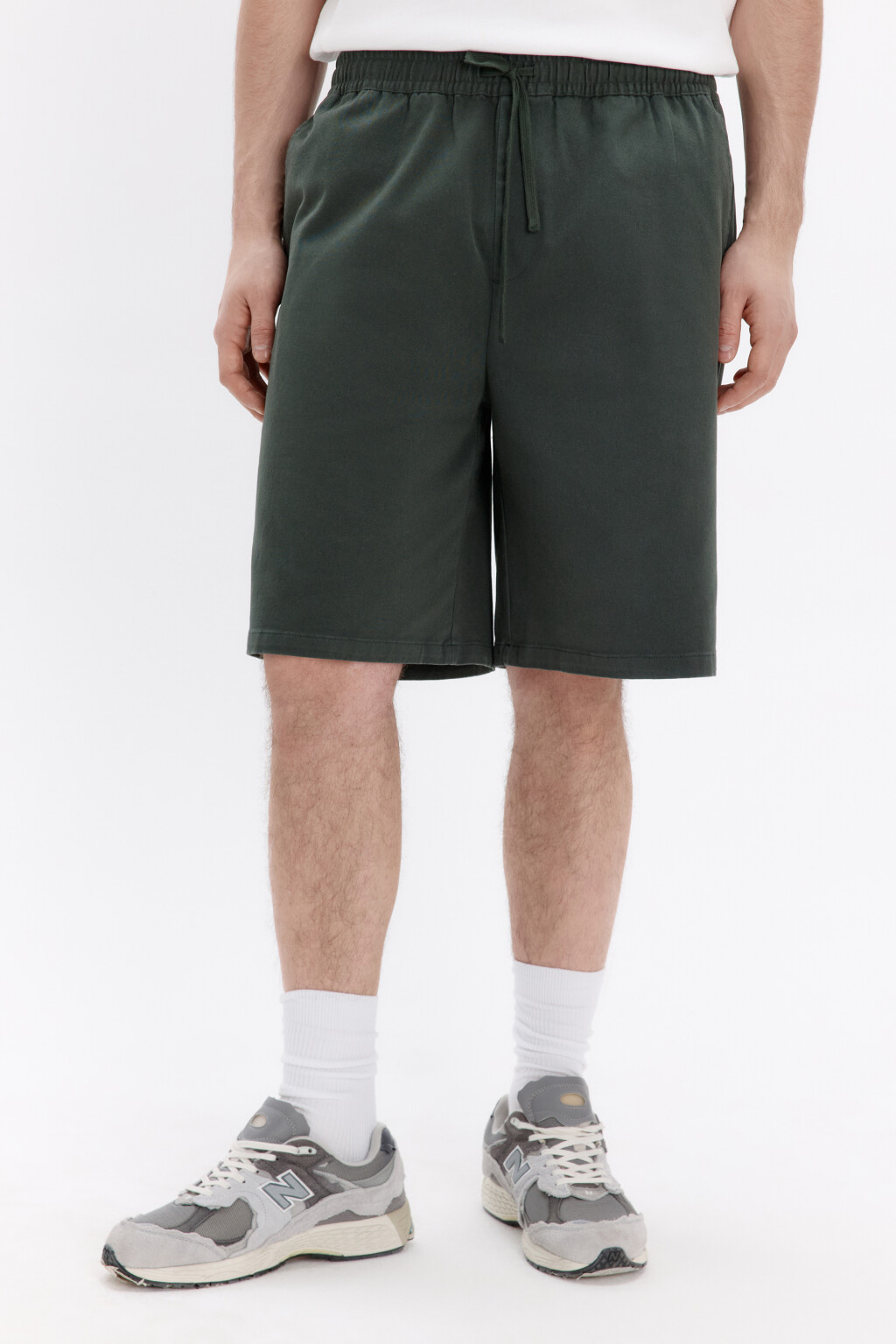 Шорты трикотажные из хлопкового футера - цвет зеленый - 2