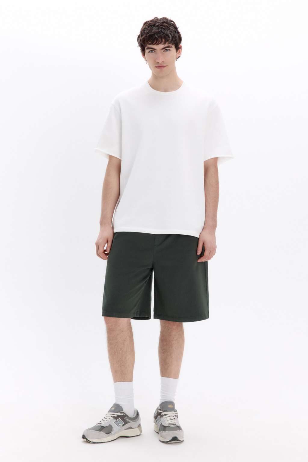 Шорты трикотажные из хлопкового футера - цвет зеленый - 4