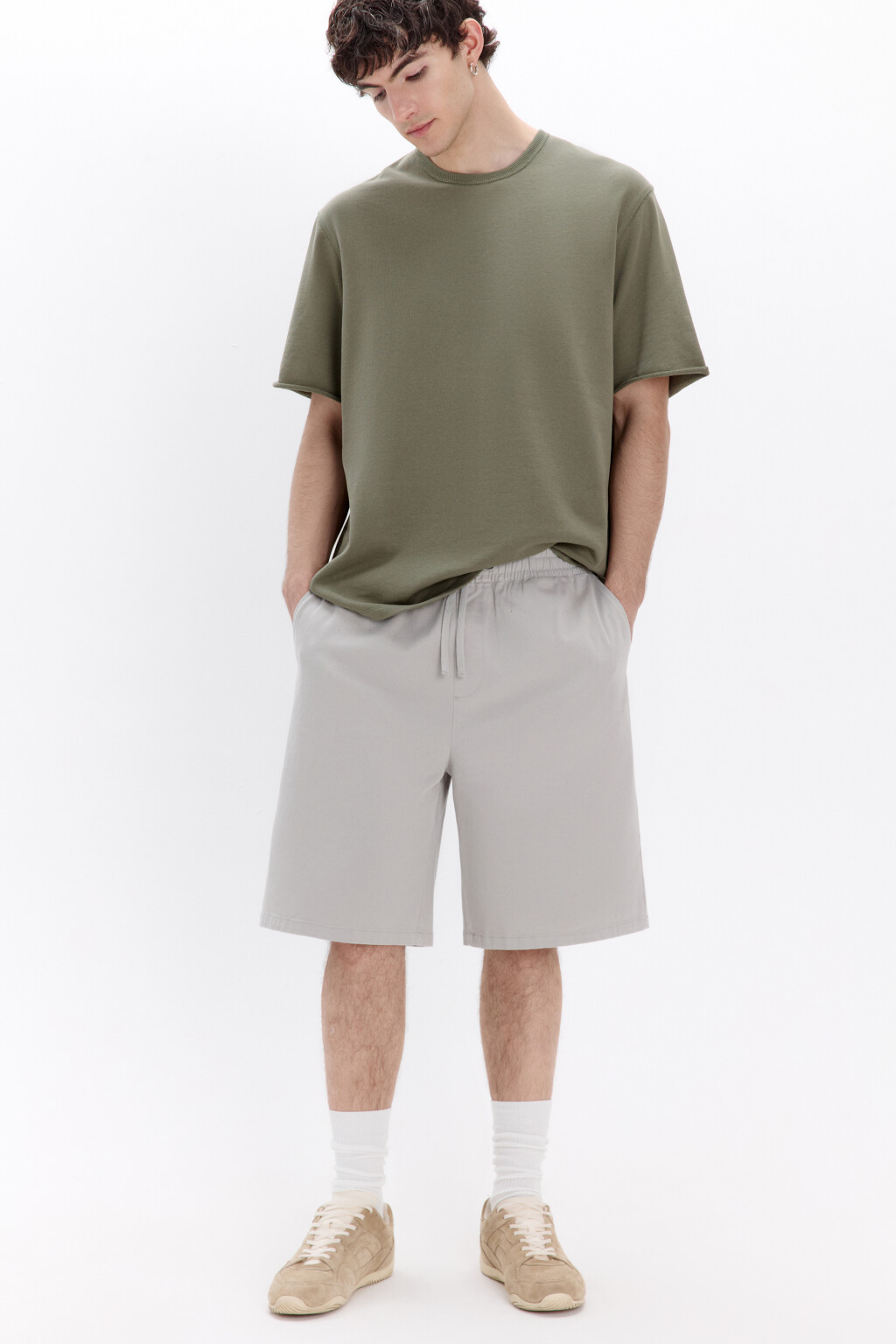 Шорты трикотажные из хлопкового футера - цвет серый - 1