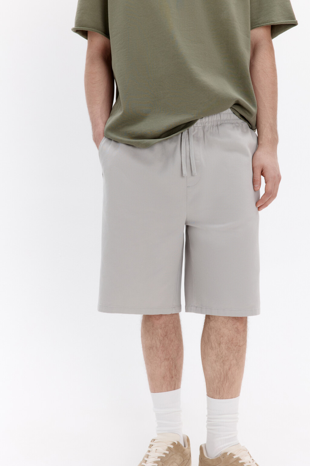 Шорты трикотажные из хлопкового футера - цвет серый - 2