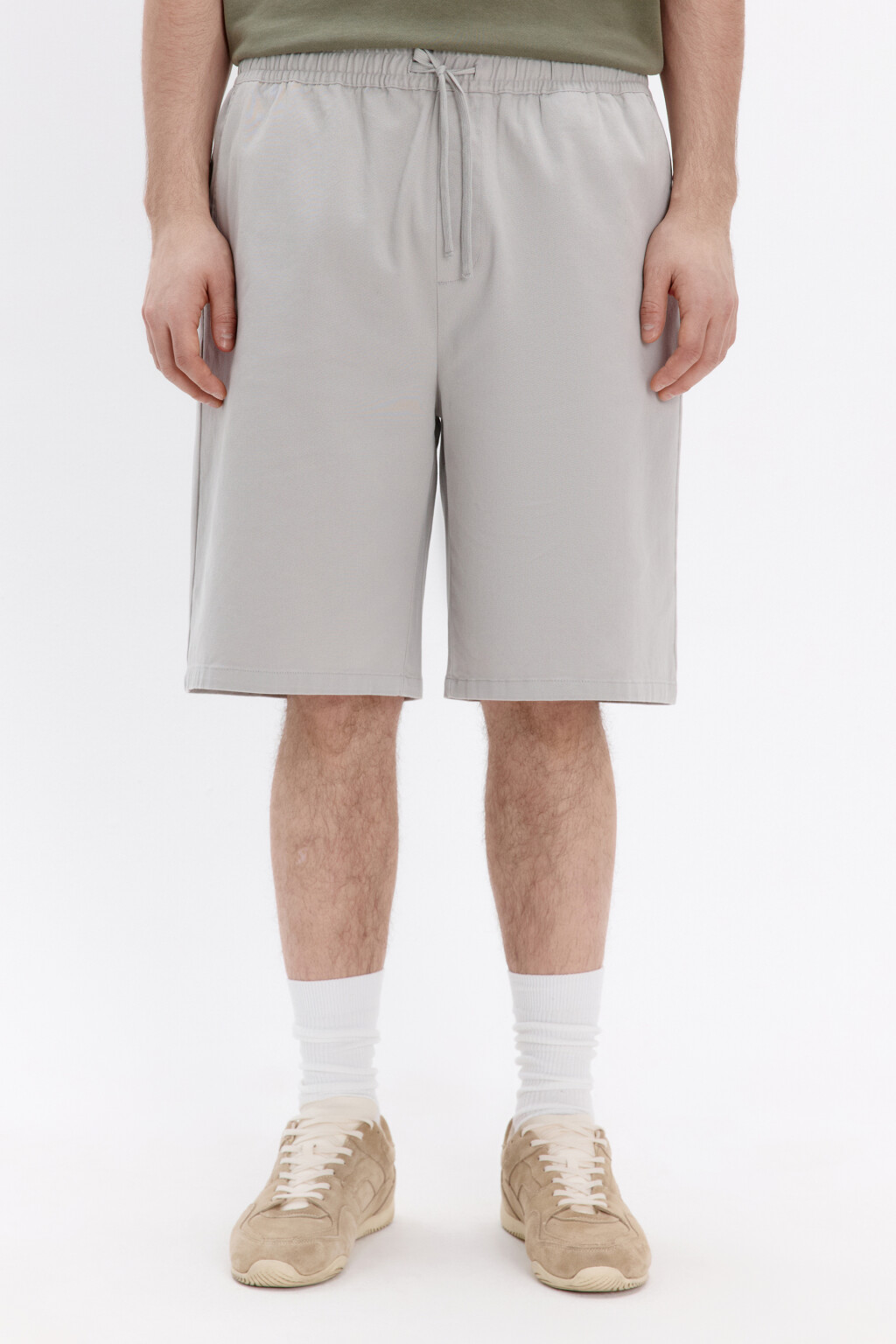 Шорты трикотажные из хлопкового футера - цвет серый - 3