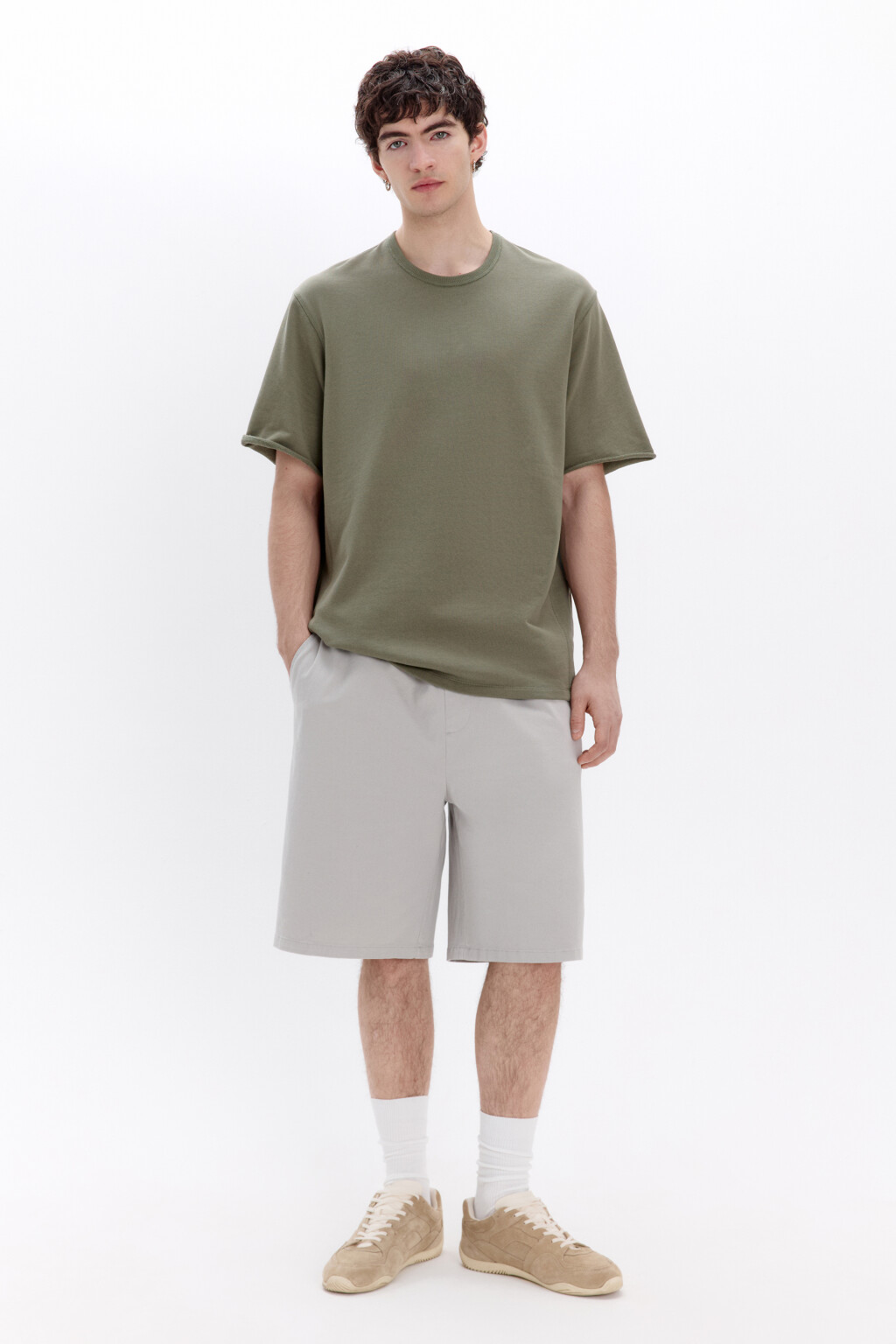 Шорты трикотажные из хлопкового футера - цвет серый - 5