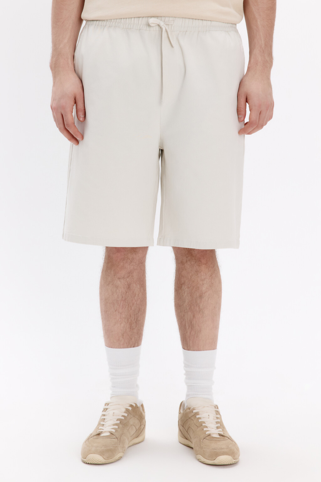 Шорты трикотажные из хлопкового футера - цвет бежевый - 3