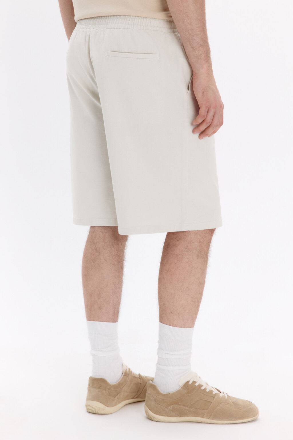 Шорты трикотажные из хлопкового футера - цвет бежевый - 4