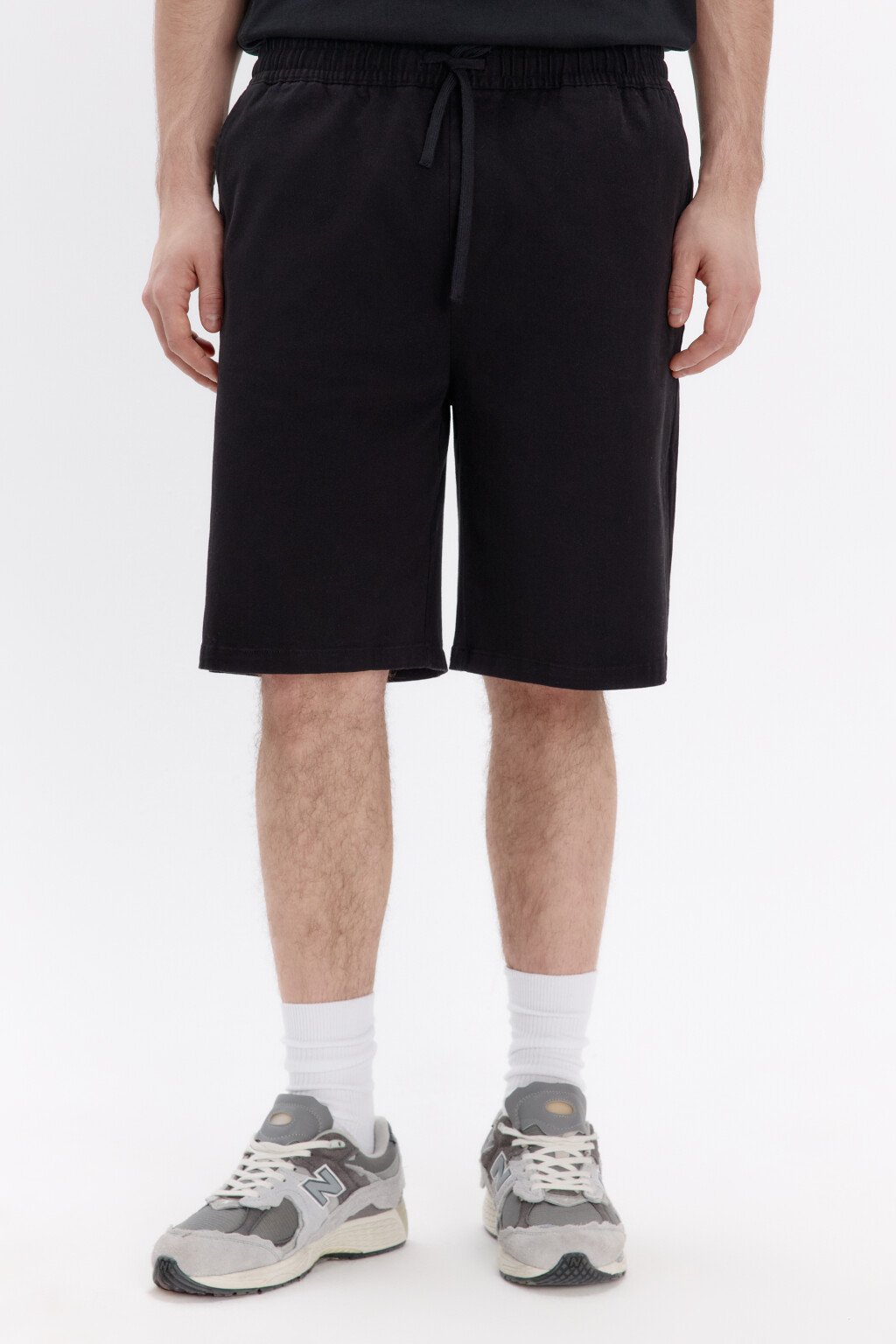Шорты трикотажные из хлопкового футера - цвет черный - 2