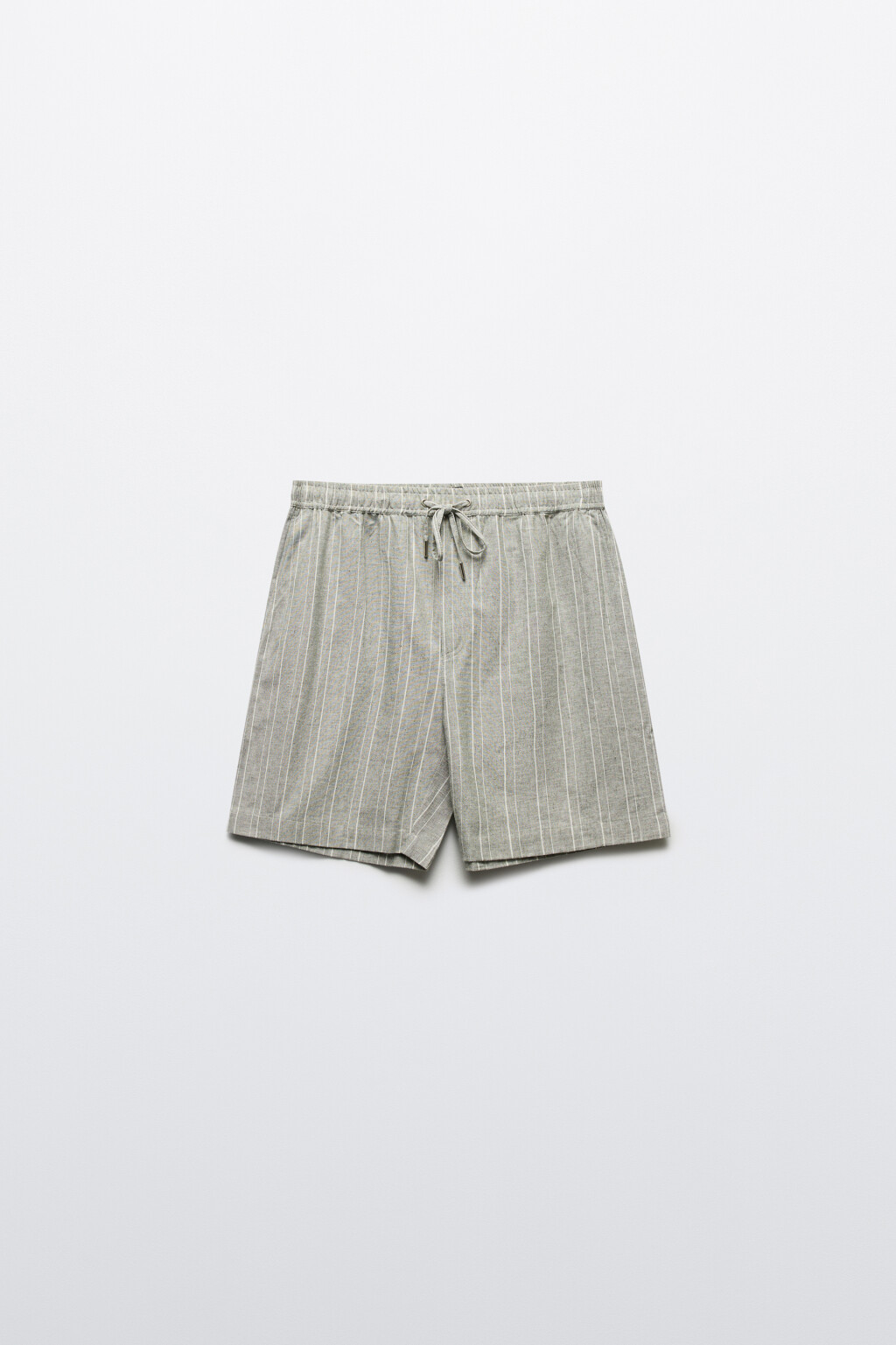 Шорты льняные в полоску - цвет зеленый - 7