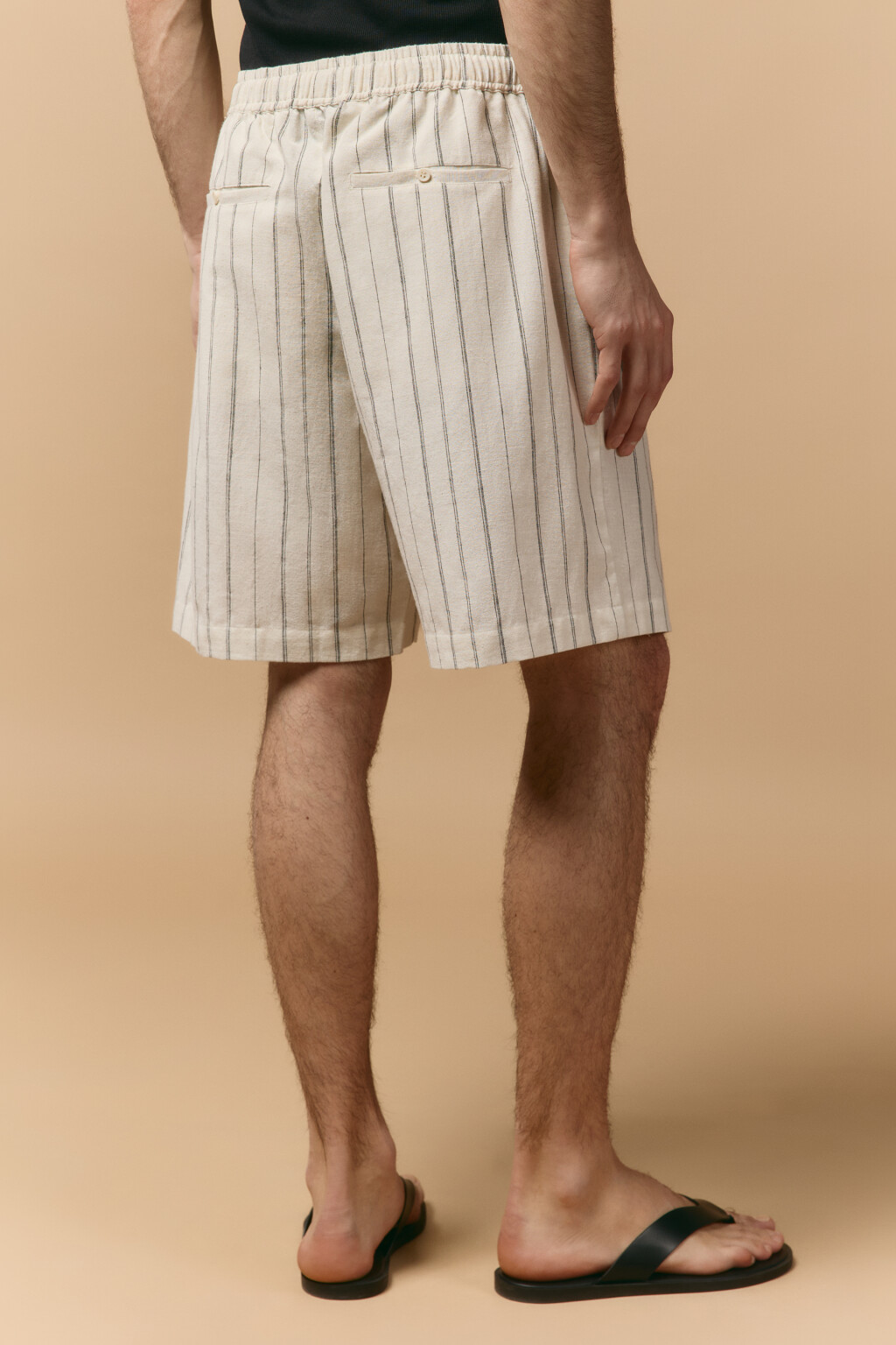 Шорты льняные в полоску - цвет белый - 3