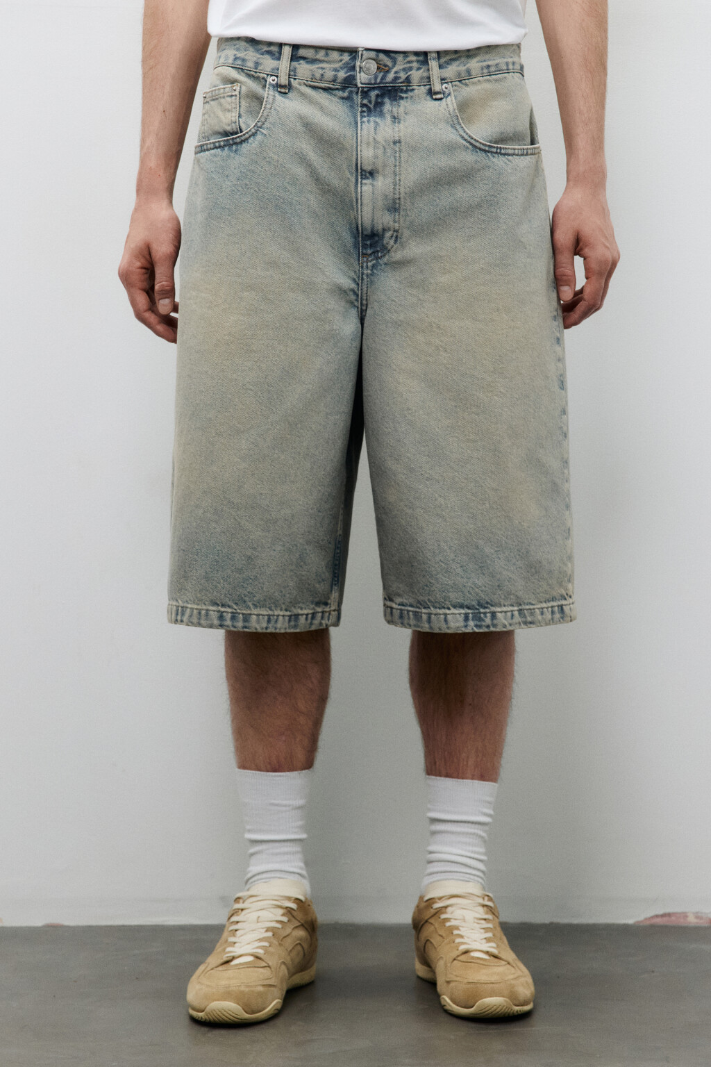 Джортсы широкие с вареным эффектом - цвет голубой - 2