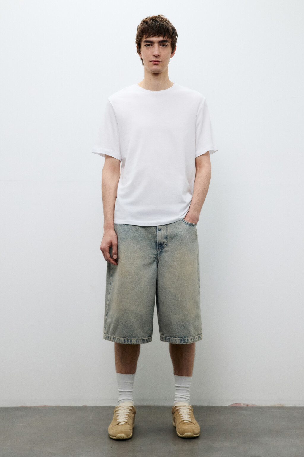 Джортсы широкие с вареным эффектом - цвет голубой - 4