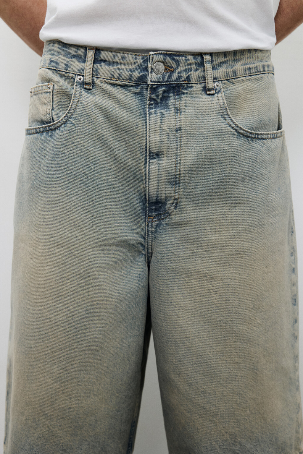 Джортсы широкие с вареным эффектом - цвет голубой - 5