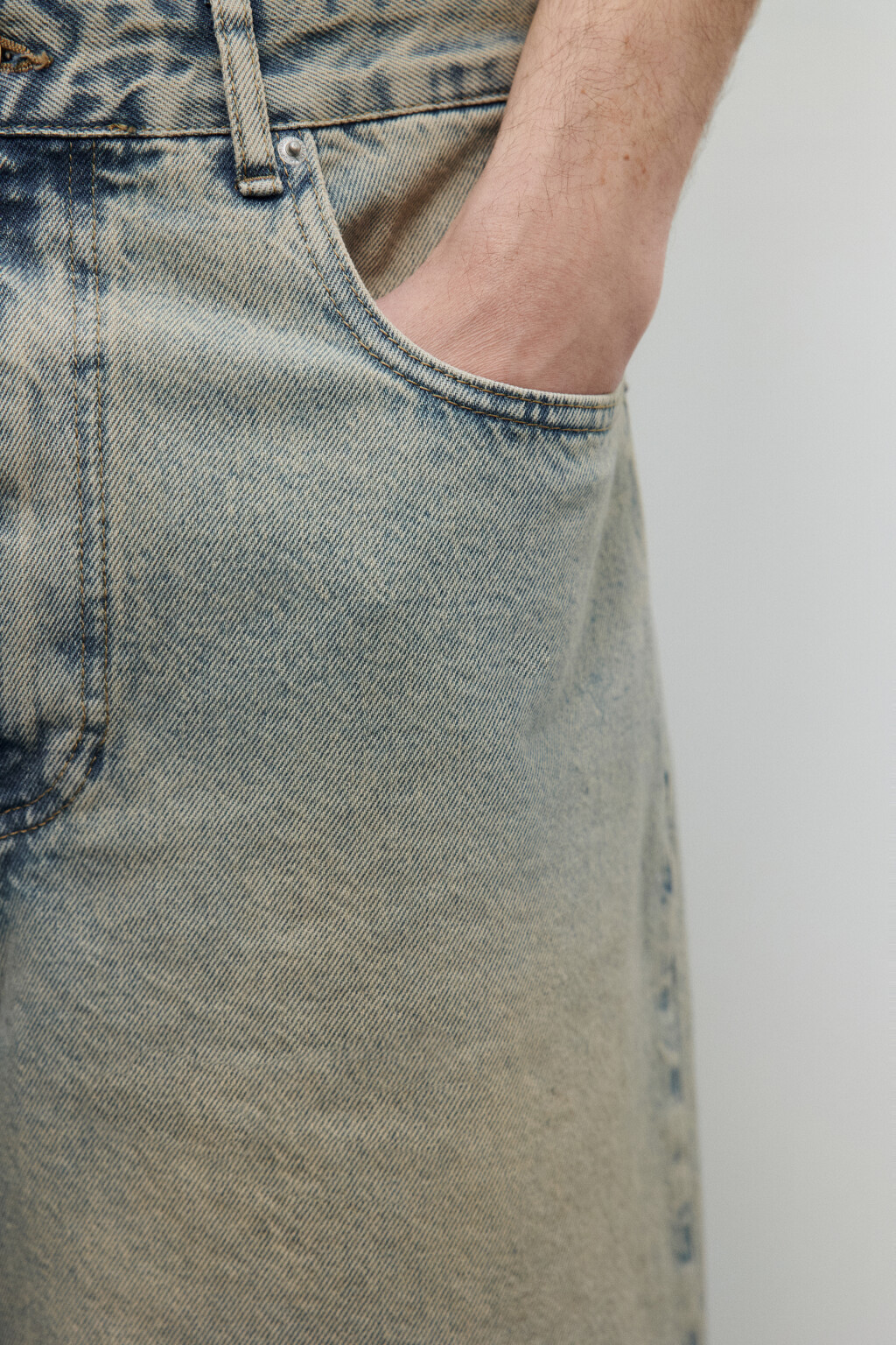 Джортсы широкие с вареным эффектом - цвет голубой - 6