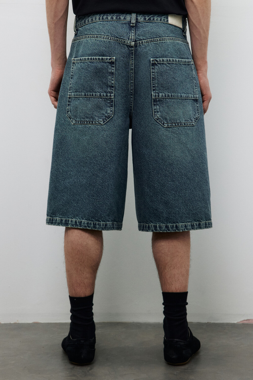 Джортсы широкие с вареным эффектом - цвет голубой - 3