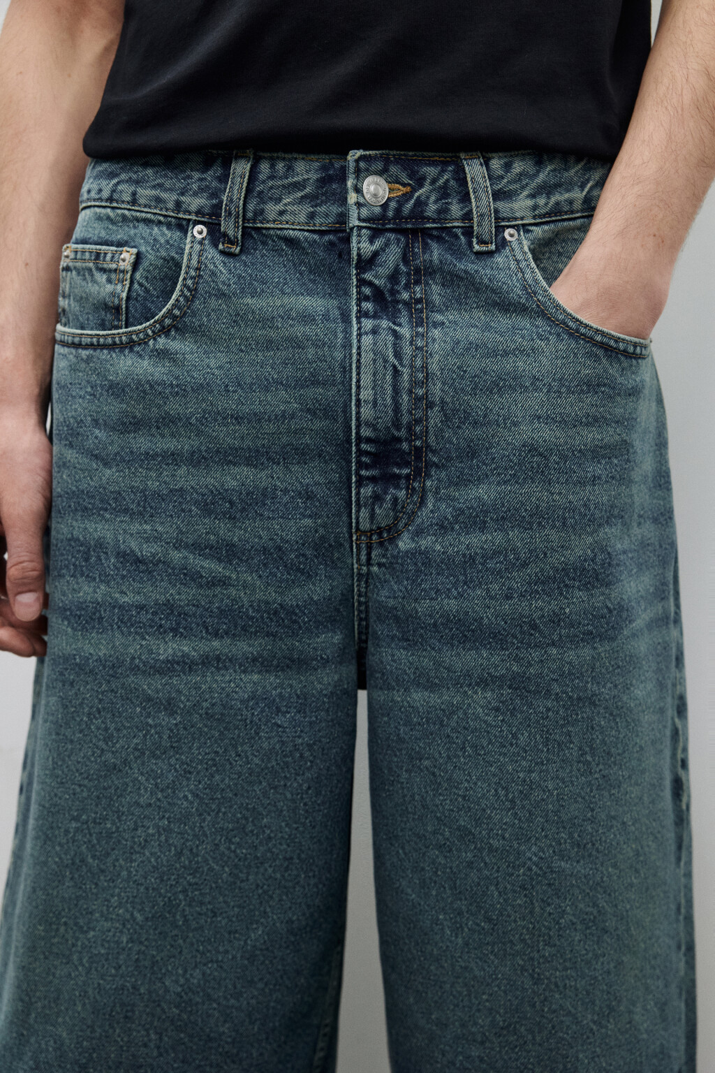 Джортсы широкие с вареным эффектом - цвет голубой - 5