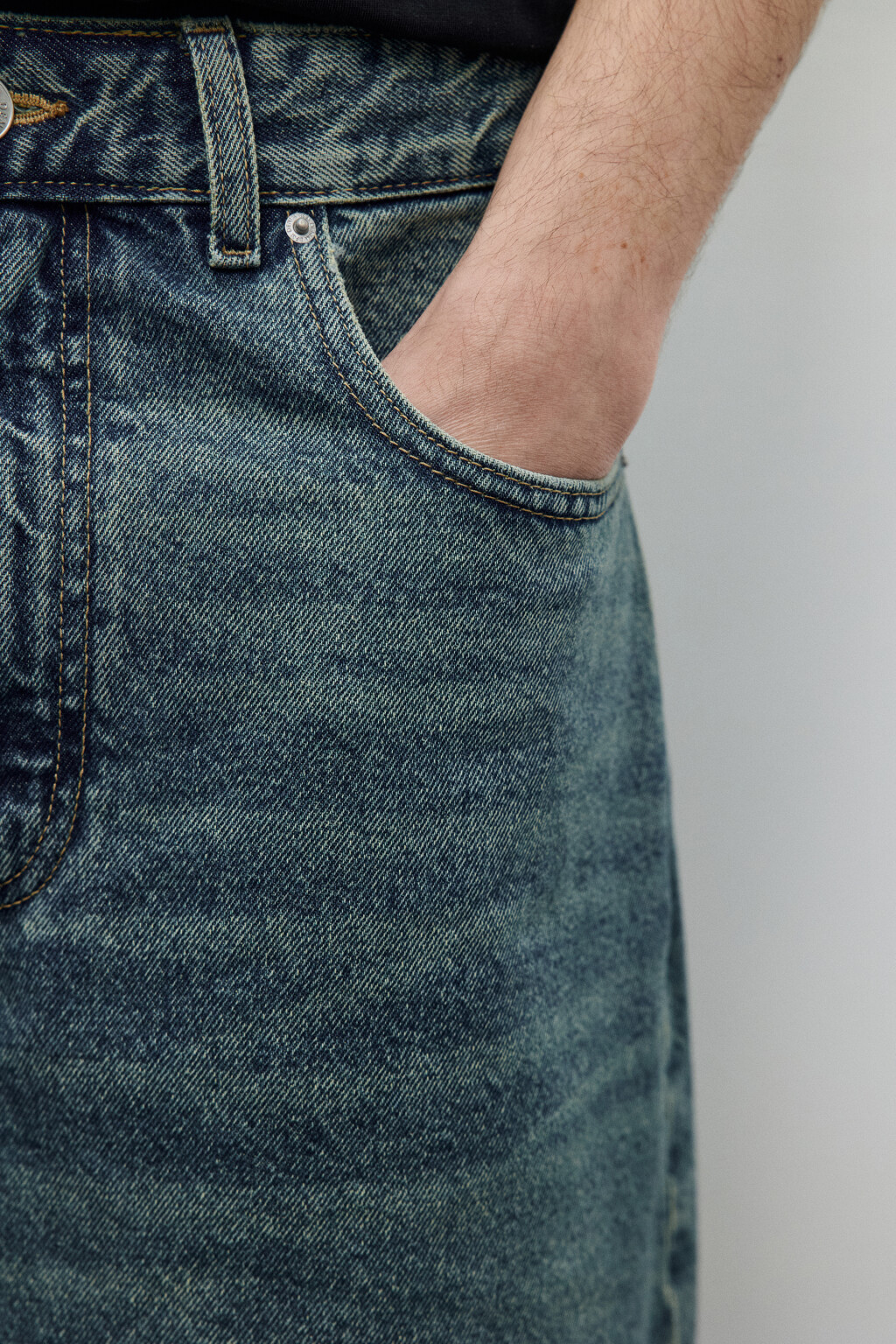 Джортсы широкие с вареным эффектом - цвет голубой - 6