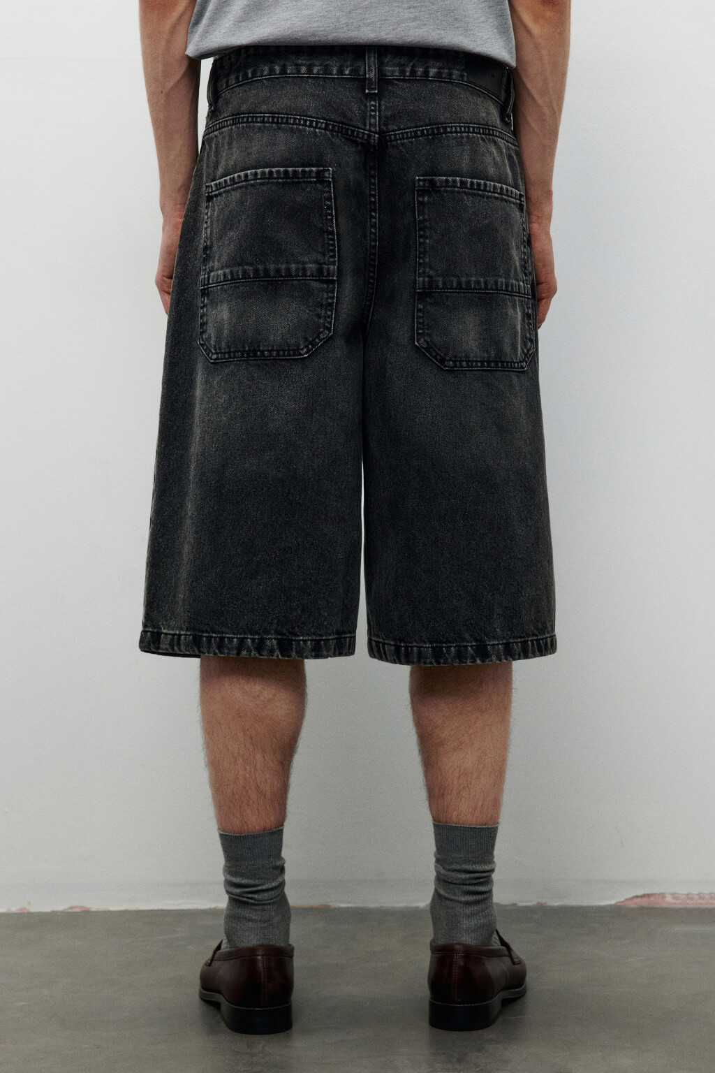 Джортсы широкие с вареным эффектом - цвет серый - 3