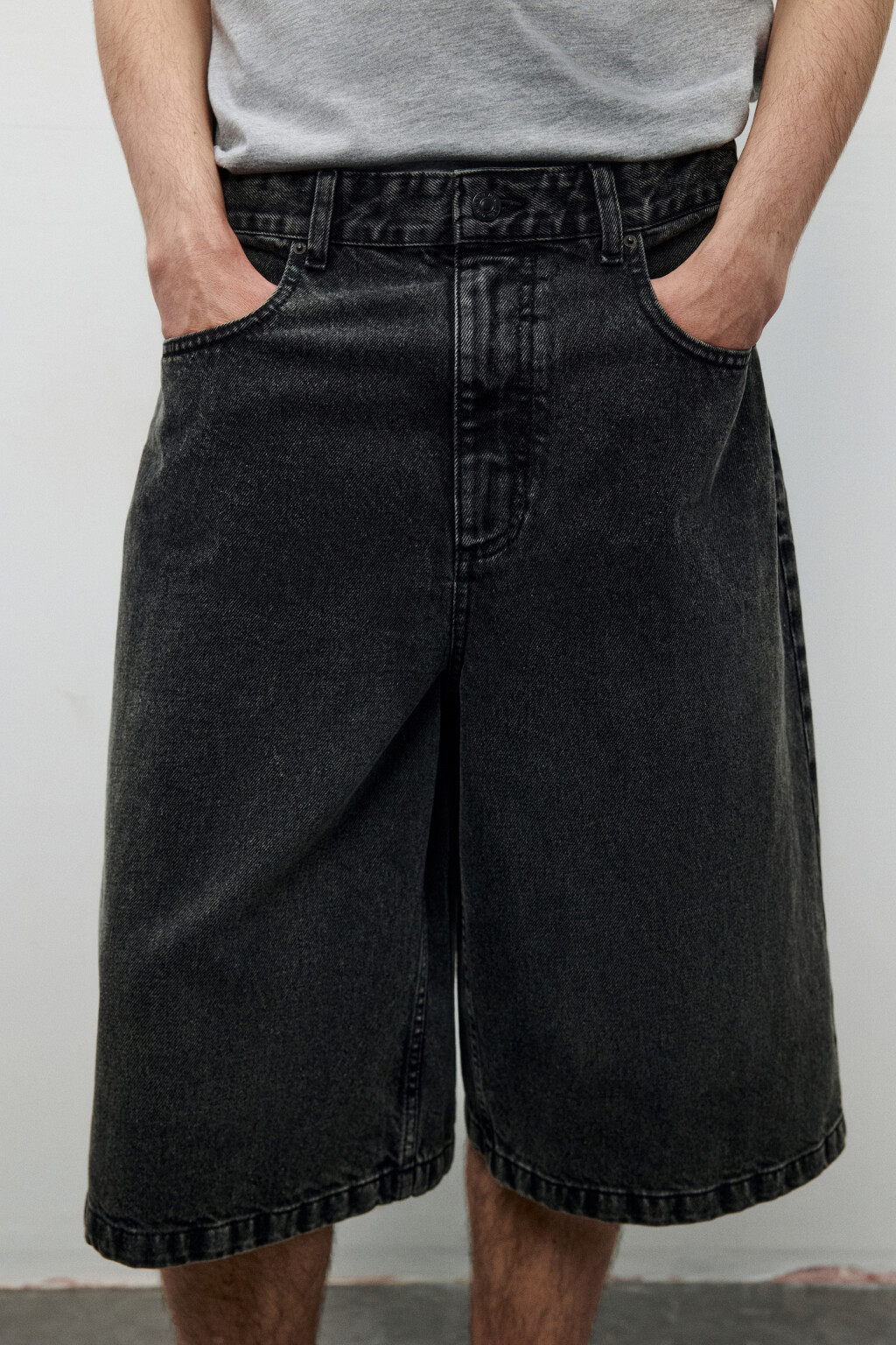 Джортсы широкие с вареным эффектом - цвет серый - 5