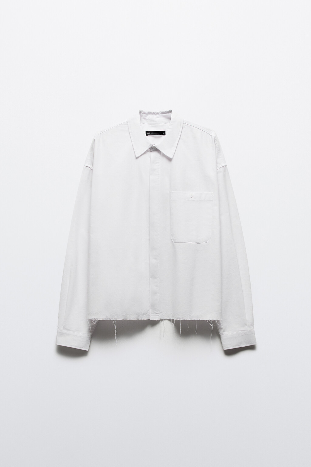 Рубашка хлопковая с обрезанными краями - цвет белый - 7