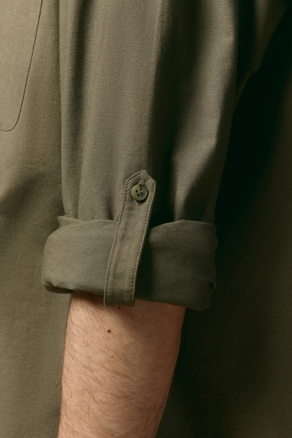 Рубашка льняная с длинным рукавом - цвет зеленый - 6