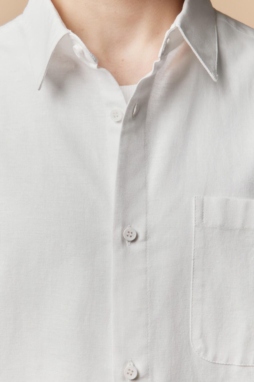 Рубашка льняная с длинным рукавом - цвет белый - 7