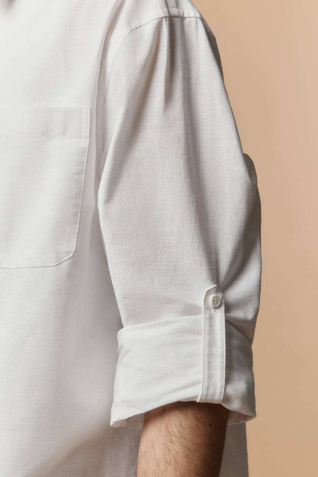 Рубашка льняная с длинным рукавом - цвет белый - 8